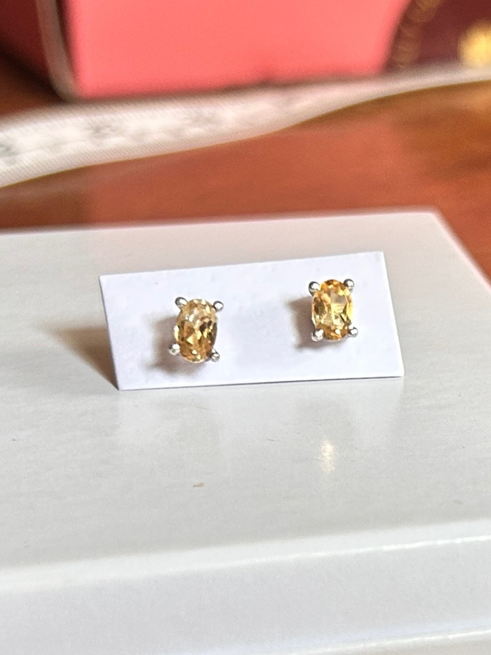 925 Sterling Silver Oval Citrine Stud Earrings 0.5ct Each 1ctw